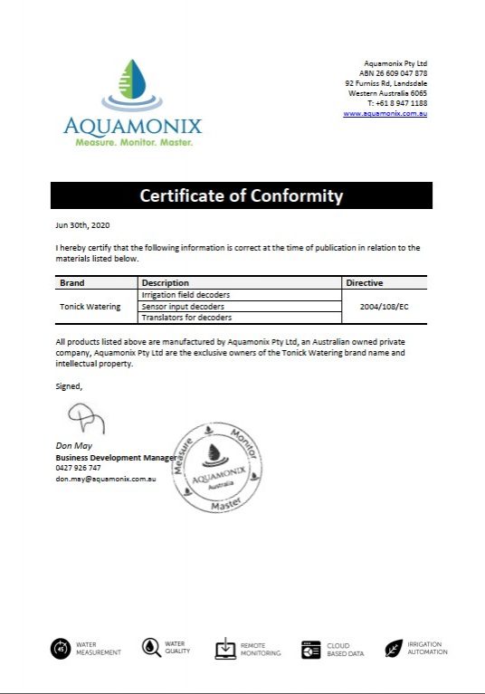 Certificate of conformity photo